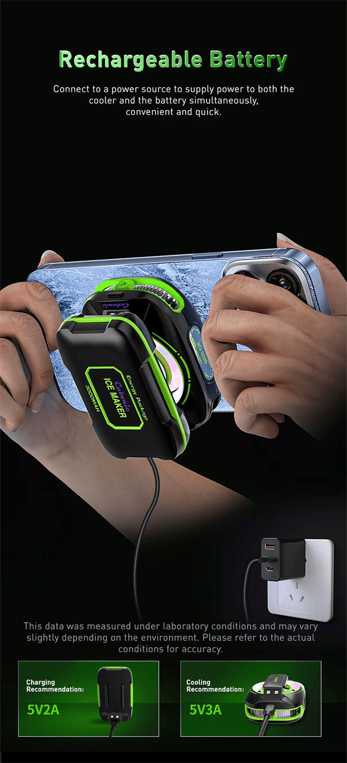 Cubonic Frostrix Power with Detachable 3000Mah Battery Type C AI Mode RGB Magnetic/Clip/Metal Adhesive Mobile Cooler