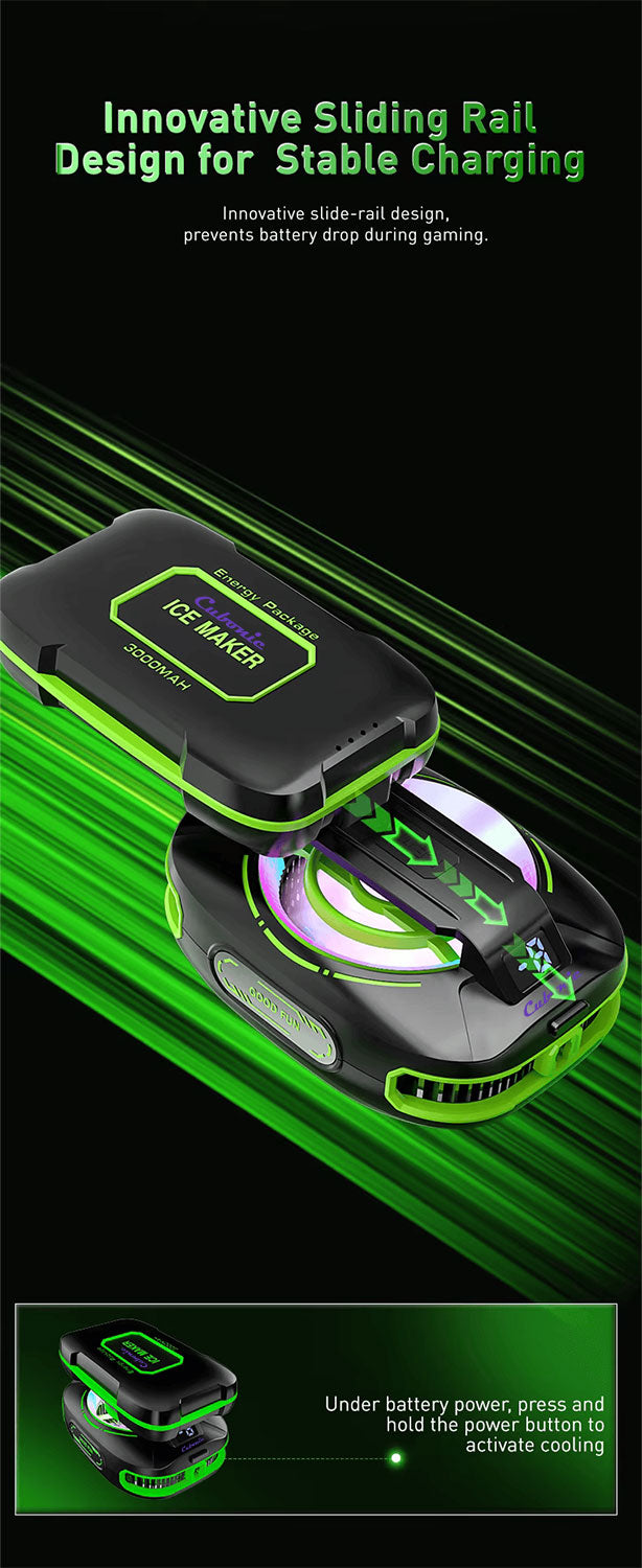 Cubonic Frostrix Power with Detachable 3000Mah Battery Type C AI Mode RGB Magnetic/Clip/Metal Adhesive Mobile Cooler