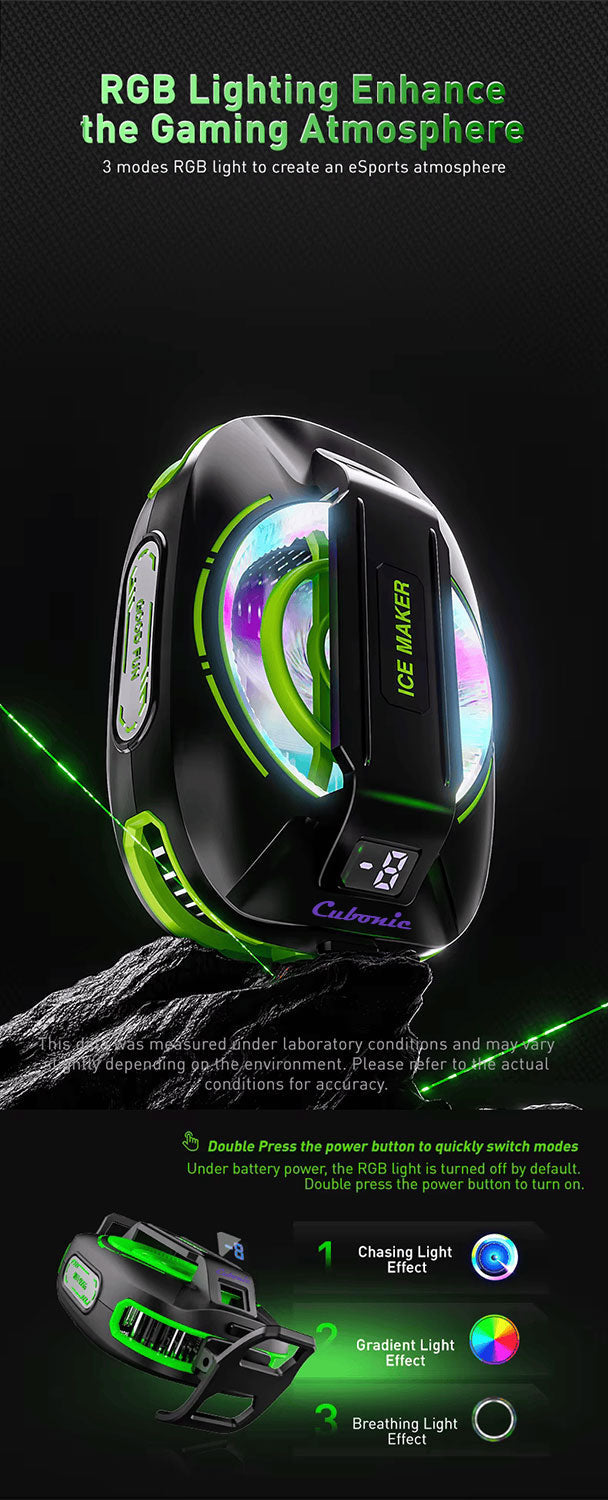 Cubonic Frostrix Power with Detachable 3000Mah Battery Type C AI Mode RGB Magnetic/Clip/Metal Adhesive Mobile Cooler
