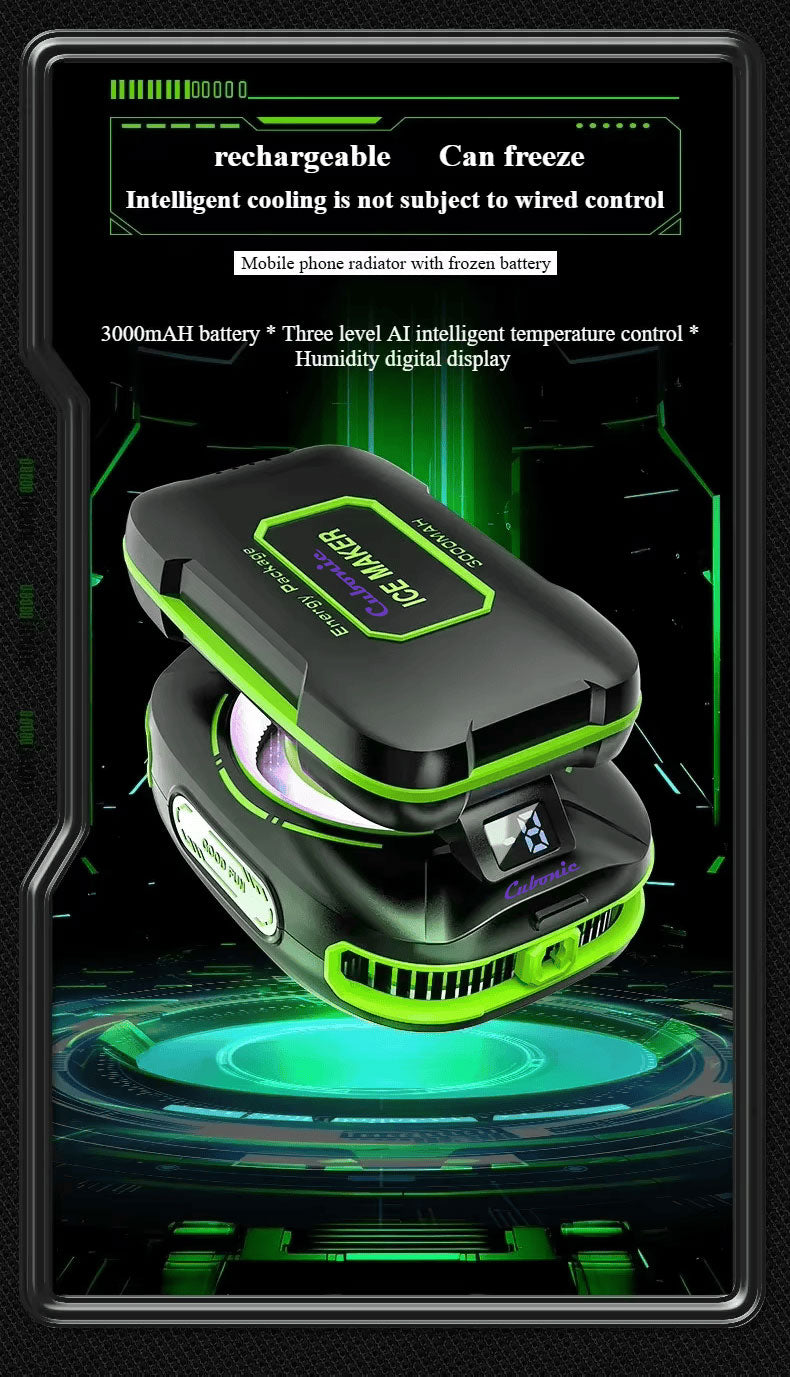 Cubonic Frostrix Power with Detachable 3000Mah Battery Type C AI Mode RGB Magnetic/Clip/Metal Adhesive Mobile Cooler