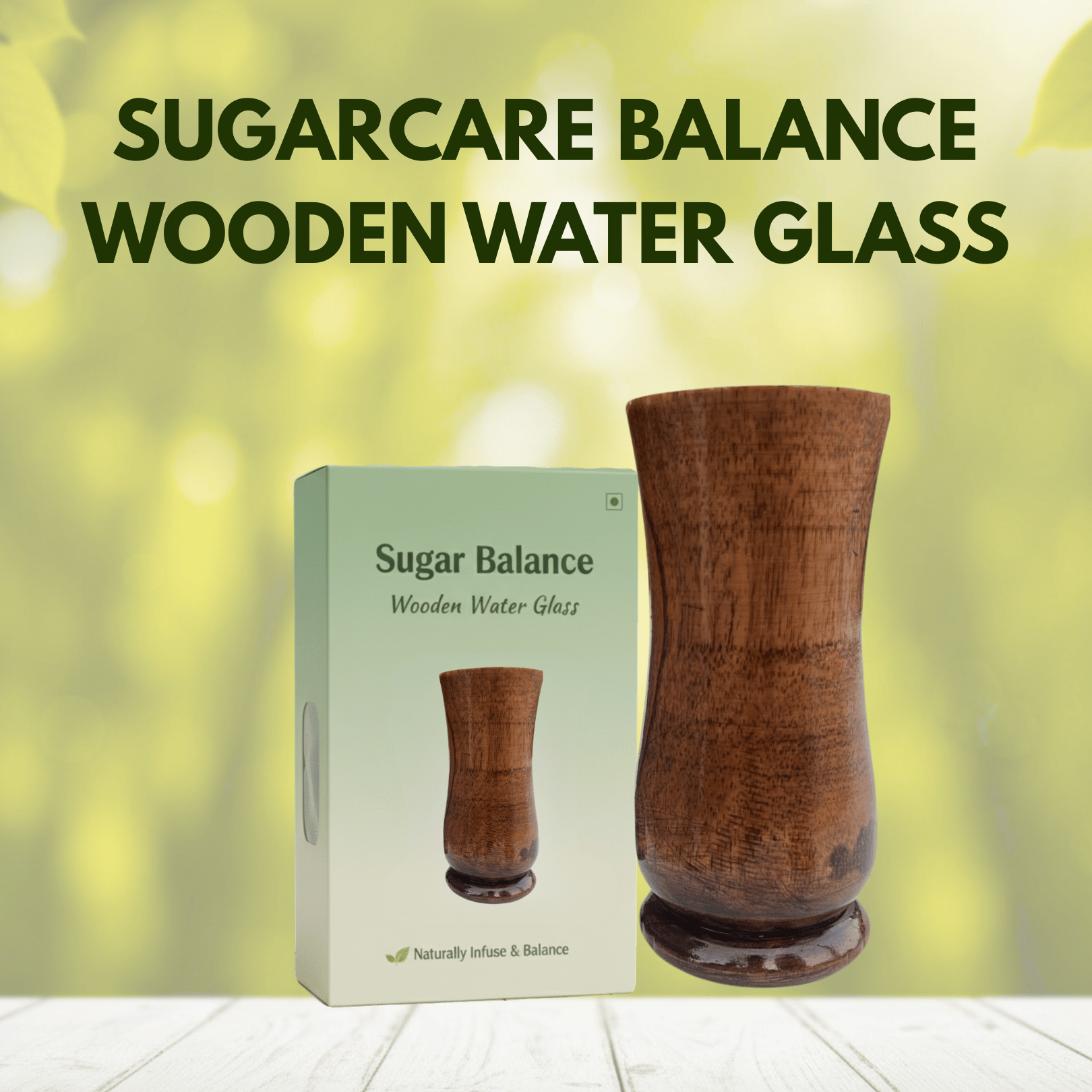 Sugar Balance Wooden Water Glass (100% Natural Jamun Wood)