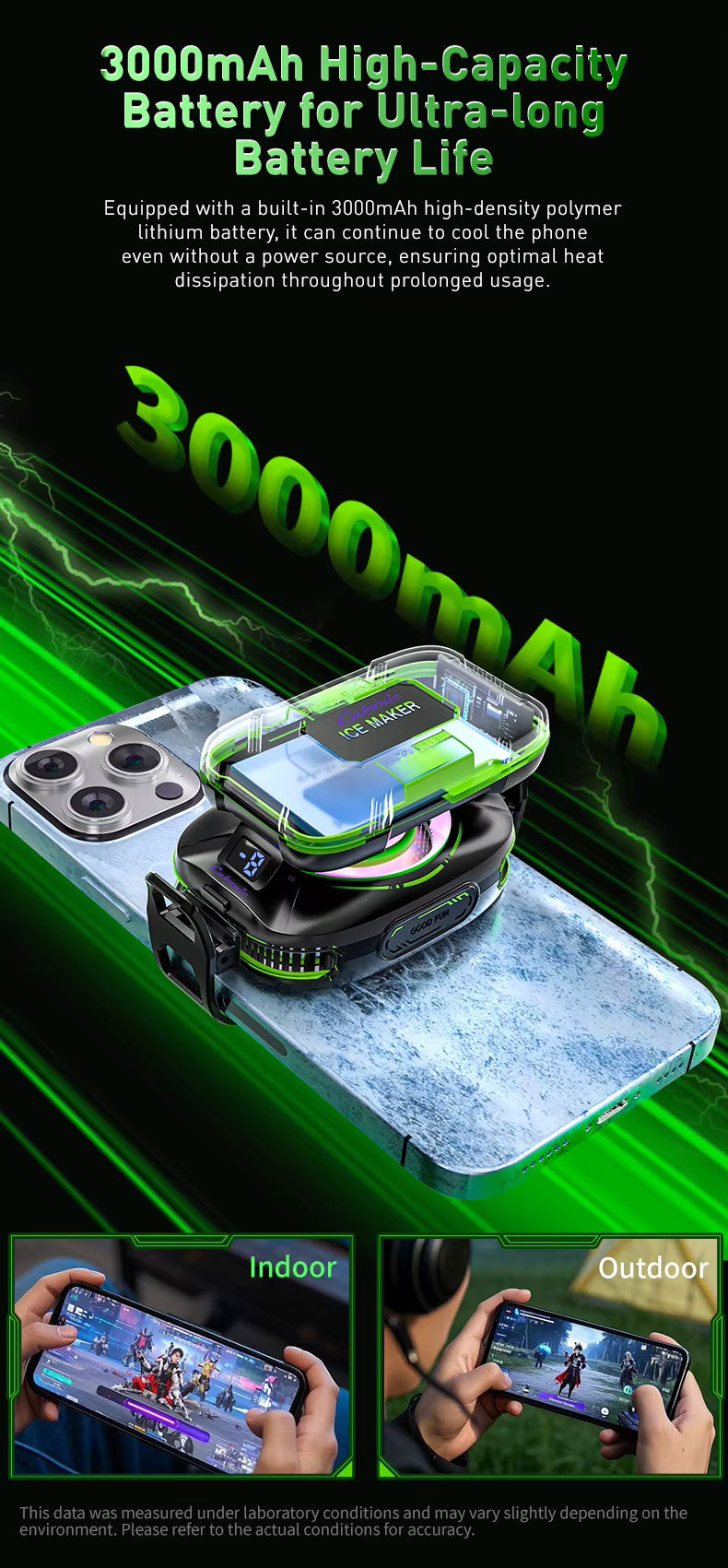 Cubonic Frostrix Power with Detachable 3000Mah Battery Type C AI Mode RGB Magnetic/Clip/Metal Adhesive Mobile Cooler