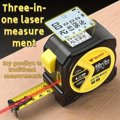 3-in-1 Digital Laser Distance Meter & Tape Measurement 5x40 m Range