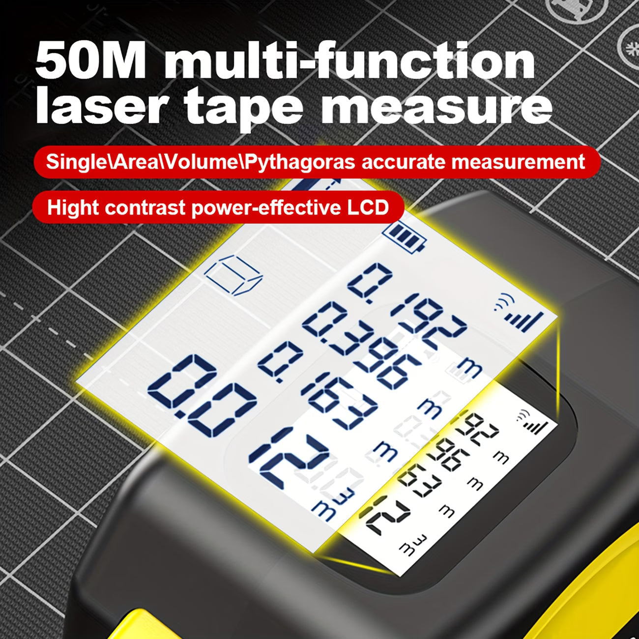 3-in-1 Digital Laser Distance Meter & Tape Measurement 5x40 m Range