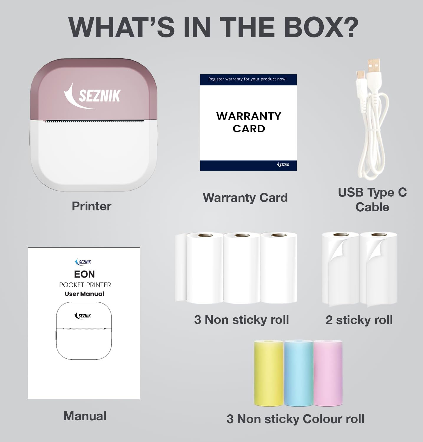 Mini Printer, Inkless, Thermal, Bluetooth, Portable Printer, Compatible Android, iOS Mobile. 1 Year Warranty