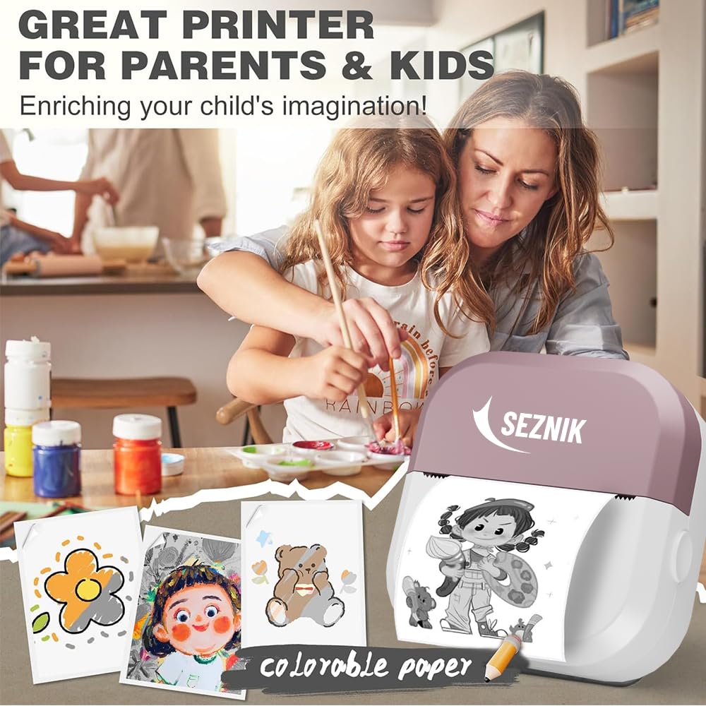 Mini Printer, Inkless, Thermal, Bluetooth, Portable Printer, Compatible Android, iOS Mobile. 1 Year Warranty