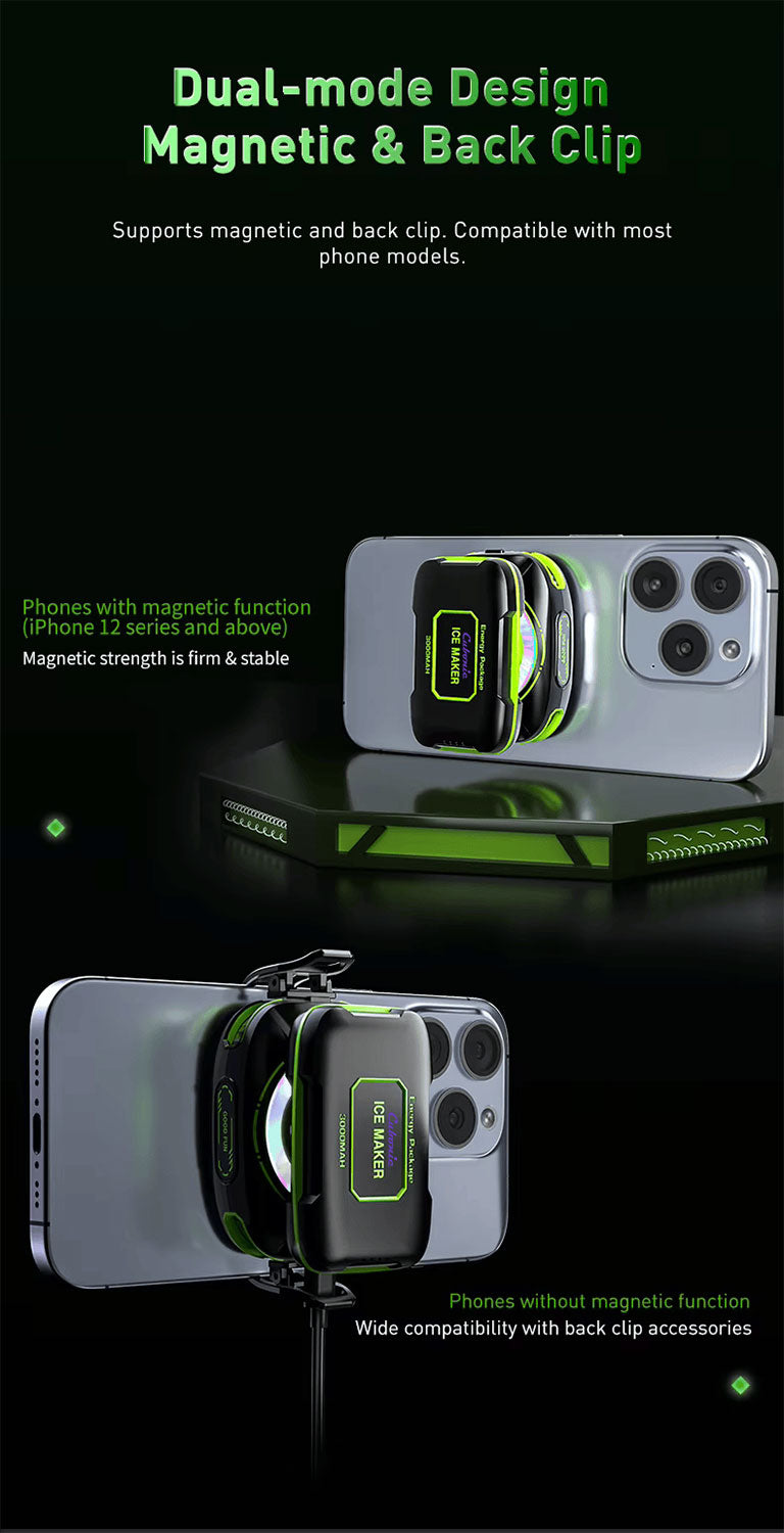 Cubonic Frostrix Power with Detachable 3000Mah Battery Type C AI Mode RGB Magnetic/Clip/Metal Adhesive Mobile Cooler
