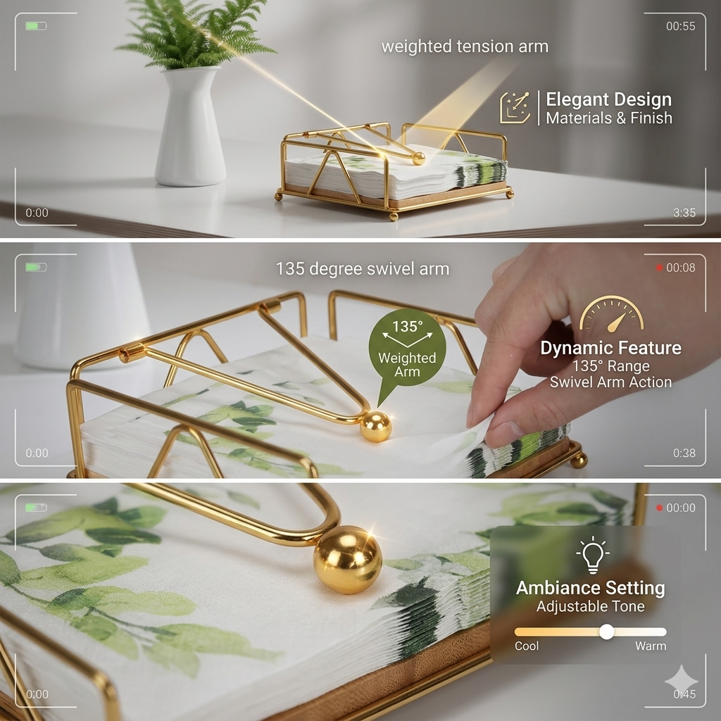 Modern Napkin Holder for Dining Table & Kitchen - Tissue Paper Stand for Home Décor, Restaurant...