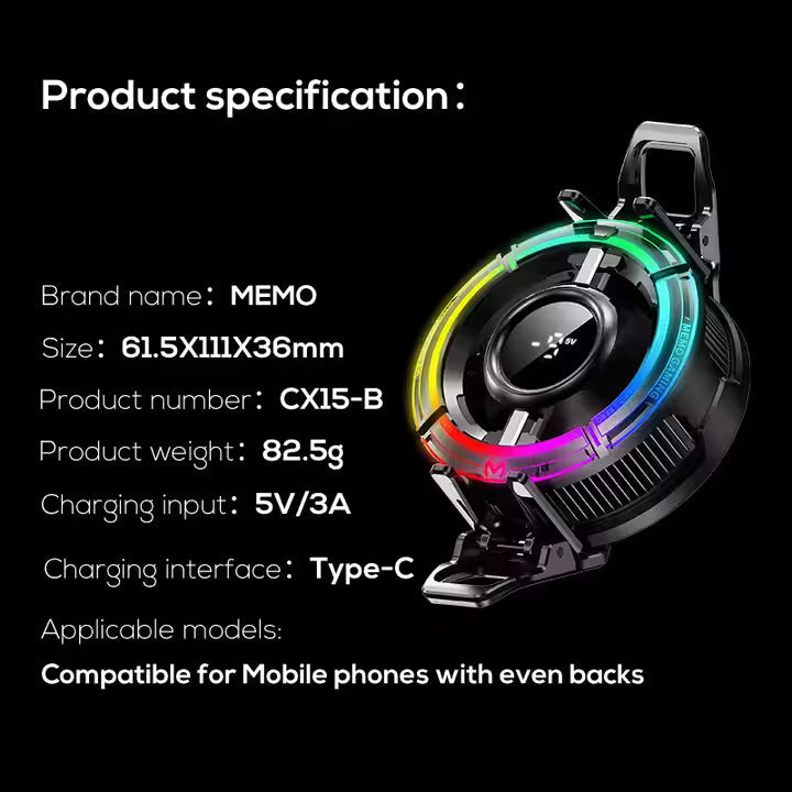 Memo CX15 IceStorm Central LED Display RGB AI Mode Cooling Fan