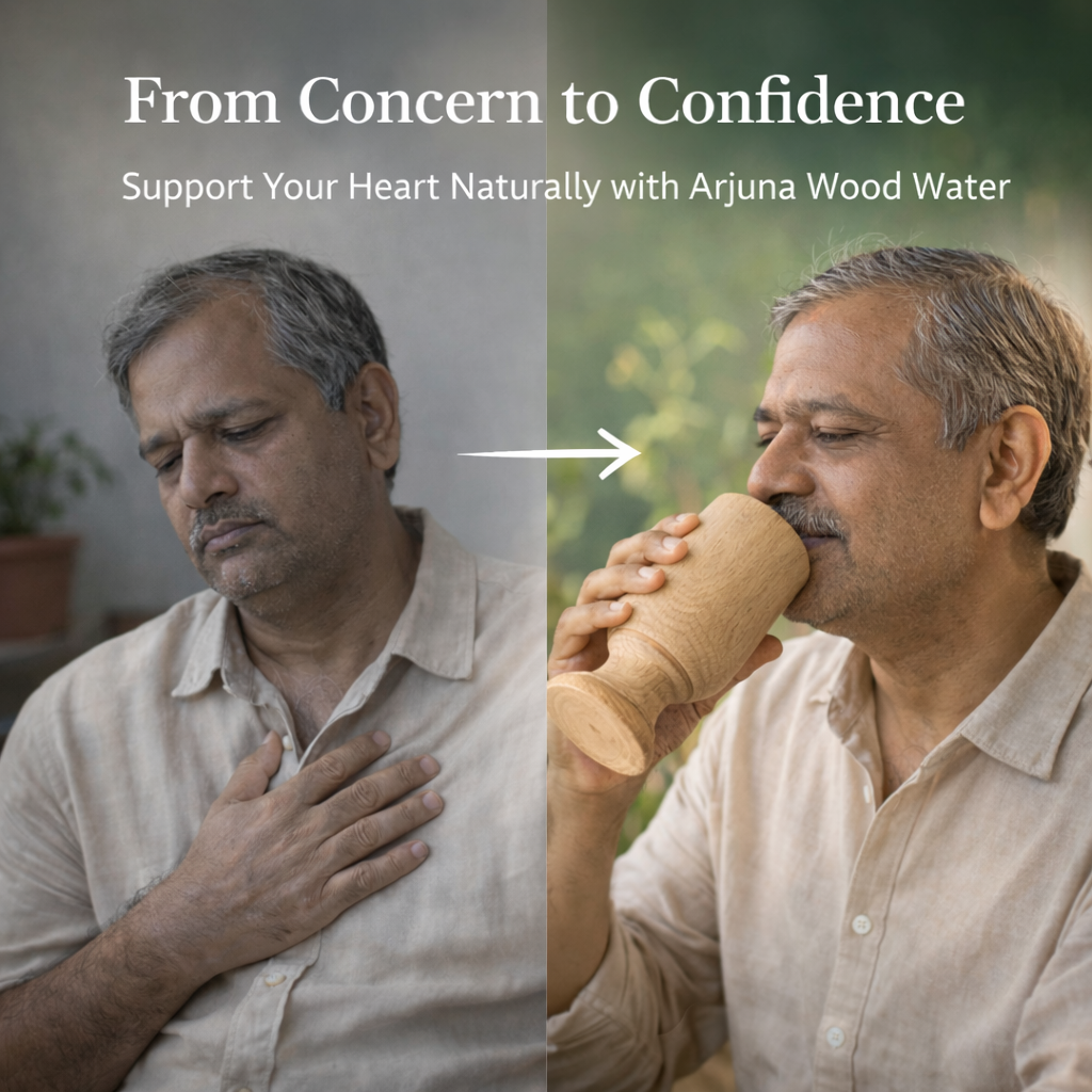 Heart Care and BP Control Arjuna Wood Water Glass