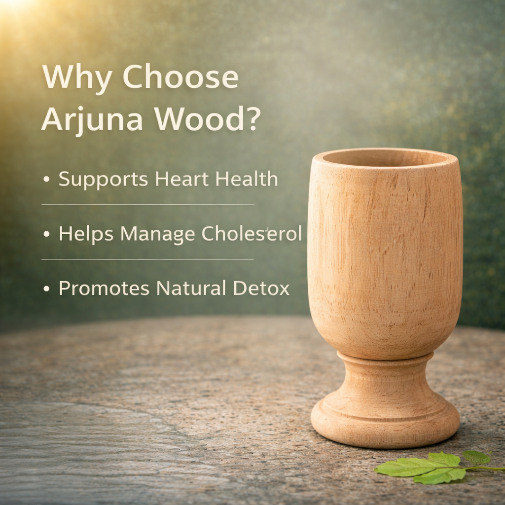 Heart Care and BP Control Arjuna Wood Water Glass