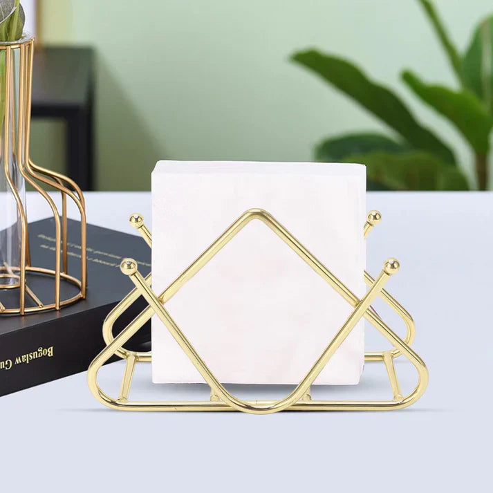 Gold Napkin Holder for Dining Table - Tissue Paper Stand Stylish Decorative Piece