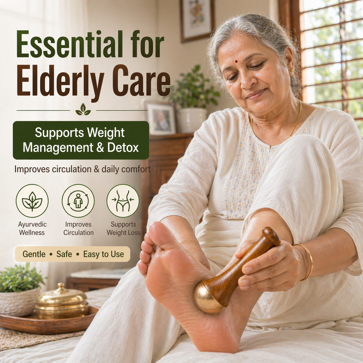 Weight Management and Body Detox Kansa Wand Foot Massager